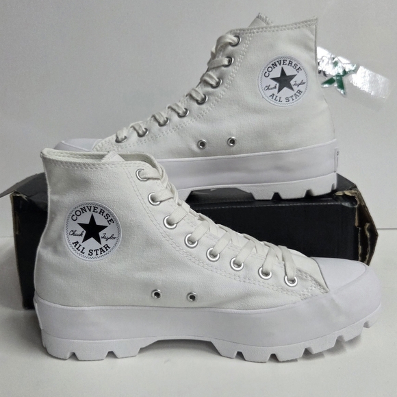 Converse Women's Chuck Taylor All Star Lugged High White Platform Shoes Sneakers - Picture 1 of 8